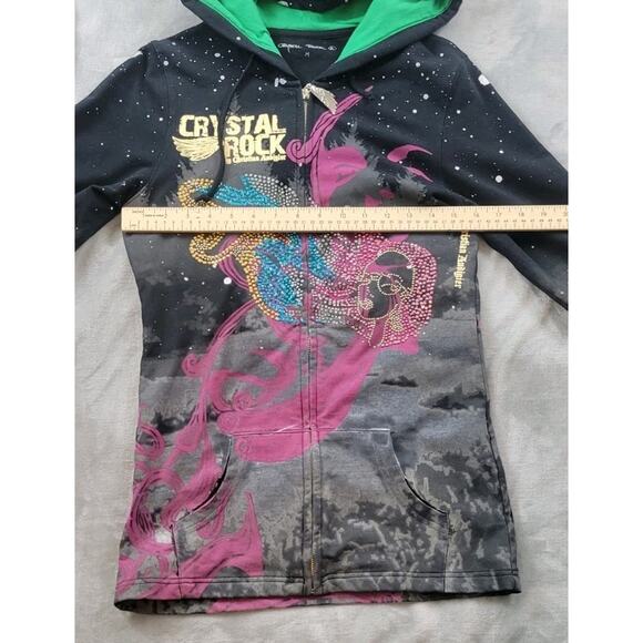 Crystal Rock Christian Audigier Womens Medium Embellished rhinestone Hoodie Y2K - Picture 9 of 13
